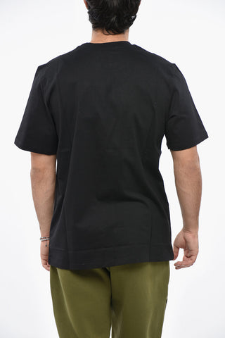 Solid Color Crew-neck T-Shirt with Contrasting Logo