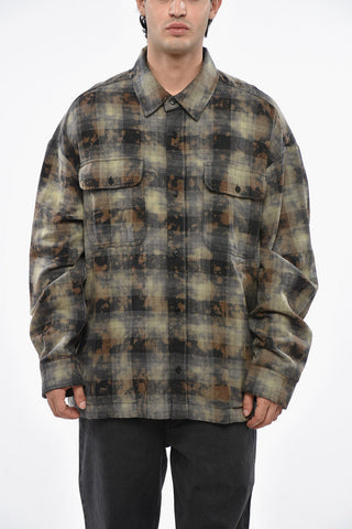 Camicia a Quadri Effetto Vintage con Logo Stampato