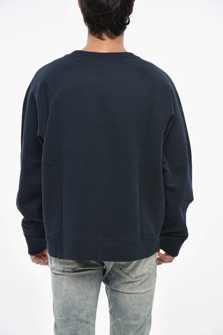 Felpa Girocollo in Cotone Garzato con Logo Ricamato