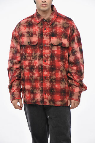 Vintage Effect Checked Shirt with Printed Logo