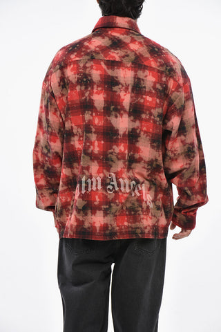 Vintage Effect Checked Shirt with Printed Logo