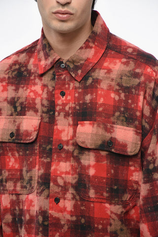 Vintage Effect Checked Shirt with Printed Logo