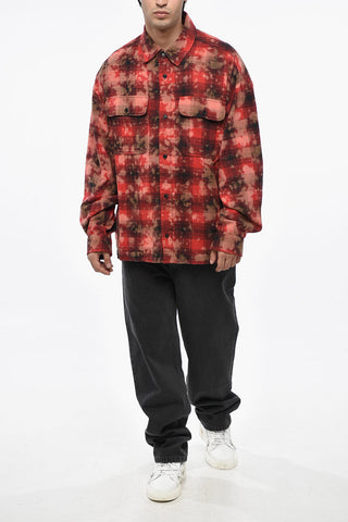 Vintage Effect Checked Shirt with Printed Logo