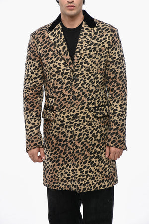 Maxi 70'S Mantel mit Animal-Motiv und Glitzerkragen