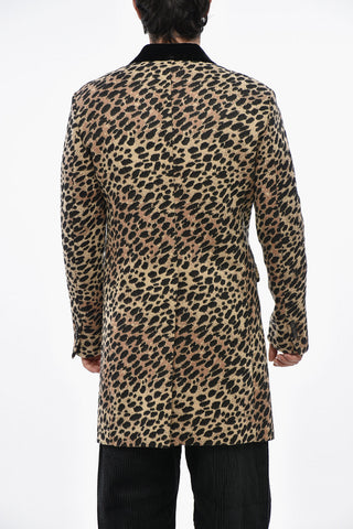 Maxi 70'S Animal-Print Coat with Glitter Collar