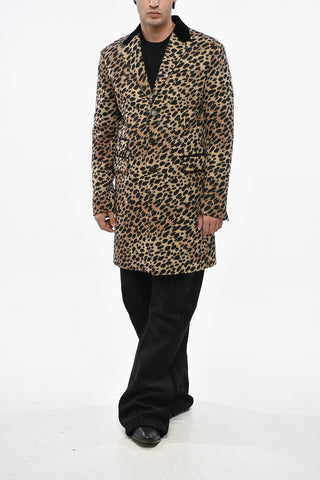 Maxi 70'S Animal-Print Coat with Glitter Collar