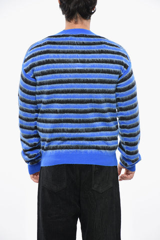 Virgin Wool Striped V-Neck Cardigan