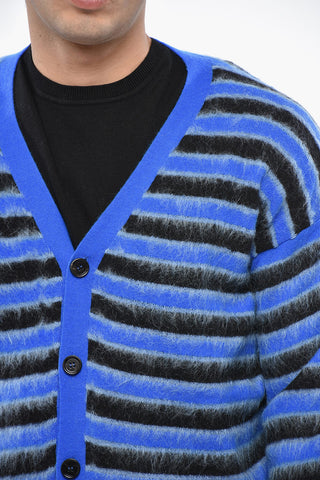 Virgin Wool Striped V-Neck Cardigan