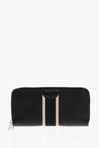 Textured Leather Wallet with Contrasting Detail