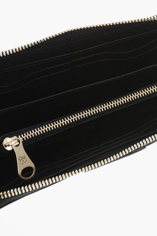 Textured Leather Wallet with Contrasting Detail
