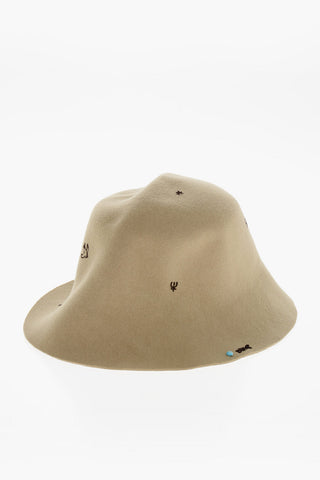 LORENZOJOVA Bestickter Bucket-Hut aus Wollfilz