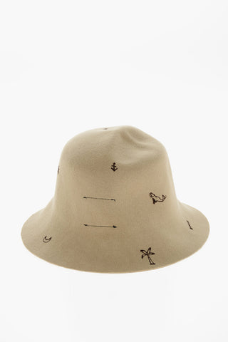 LORENZOJOVA Bestickter Bucket-Hut aus Wollfilz