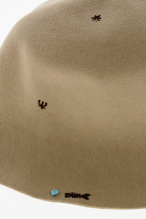 LORENZOJOVA Cappello Bucket in Feltro di Lana Ricamato