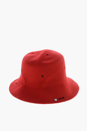 LORENZO JOVA Cappello Bucket in Feltro di Lana Ricamato