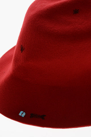 LORENZO JOVA Cappello Bucket in Feltro di Lana Ricamato