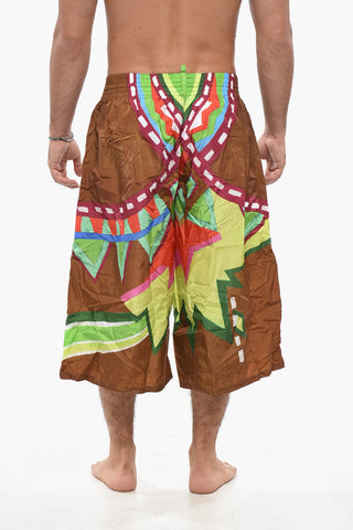 Costume da Bagno Boxer Extra Long con Motivo Astratto