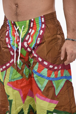 Costume da Bagno Boxer Extra Long con Motivo Astratto