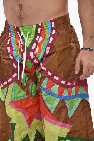 Costume da Bagno Boxer Extra Long con Motivo Astratto