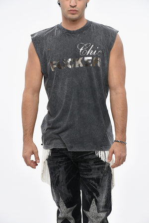 Tank Top Effetto Acid Wash e Distressed