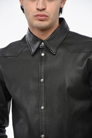 Leather Overshirt with Snap Buttons
