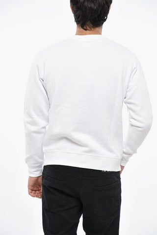 Cotton Fleece Crewneck Sweatshirt with Maxi Front Print