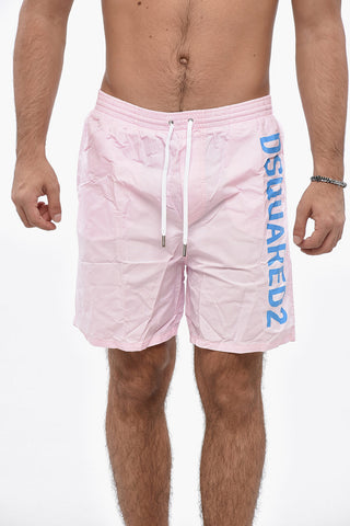 Boxer-Badehose Aus Nylon Mit Aufgedrucktem Logo