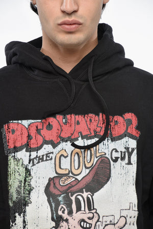 Hoodie Aus Baumwoll-Fleece Mit Großem Frontprint