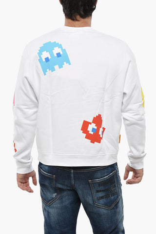 PAC-MAN Sweatshirt Mit Rundhalsausschnitt Aus Baumwollfleece Mit All-Over-Monogramm