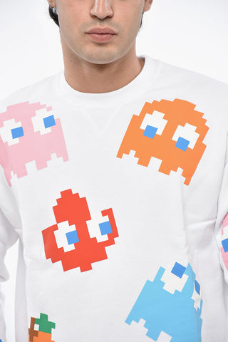 PAC-MAN Sweatshirt Mit Rundhalsausschnitt Aus Baumwollfleece Mit All-Over-Monogramm