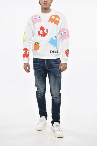 PAC-MAN Sweatshirt Mit Rundhalsausschnitt Aus Baumwollfleece Mit All-Over-Monogramm