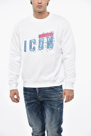 ICON Cotton Fleece Crewneck Sweatshirt with Embossed Logo