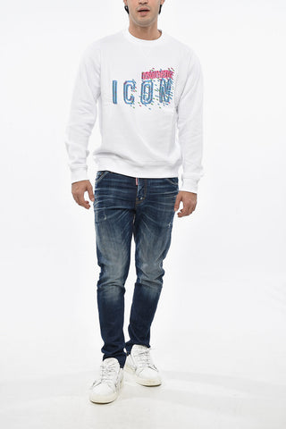 ICON Cotton Fleece Crewneck Sweatshirt with Embossed Logo