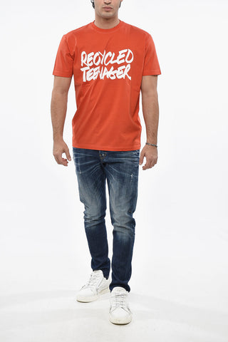 Unifarbenes Rundhals-T-Shirt