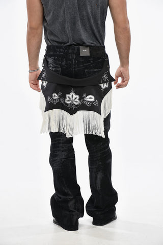 Loose Fit Jeans Acid Wash Effect with Strass 28cm