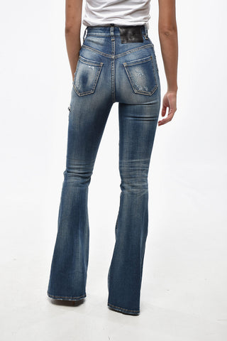 Jeans Svasati Effetto Vintage in Denim Stretch 28cm 
