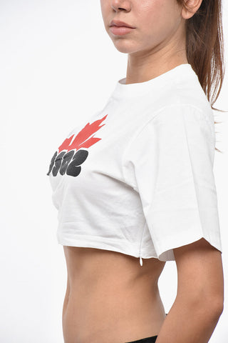 T-Shirt mit Rundhalsausschnitt Cropped Fit mit aufgedrucktem Logo