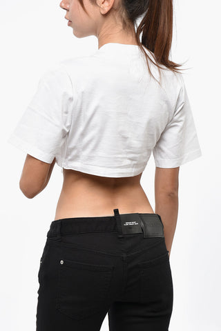 T-Shirt mit Rundhalsausschnitt Cropped Fit mit aufgedrucktem Logo