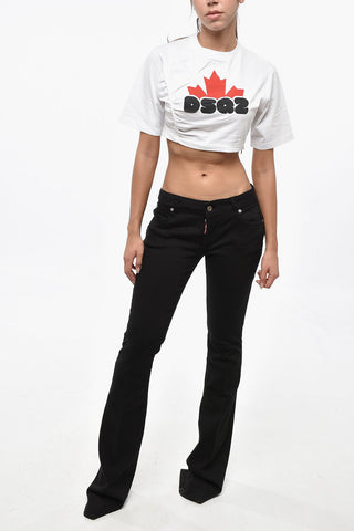 T-Shirt mit Rundhalsausschnitt Cropped Fit mit aufgedrucktem Logo