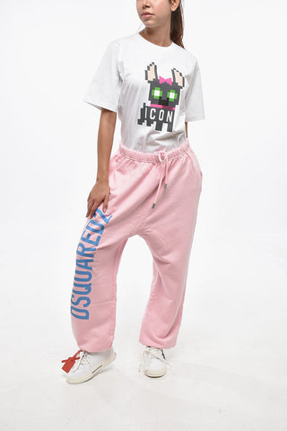 Brushed Cotton Joggers L.A.FIT with Maxi Printed Logo