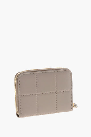 Quilted Leather Wallet with Metal Logo