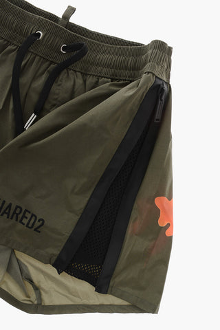 Costume da Bagno Boxer con Bande Laterali a Contrasto