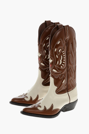 Two-Tone Brushed Leather Texan Boots COWBOY