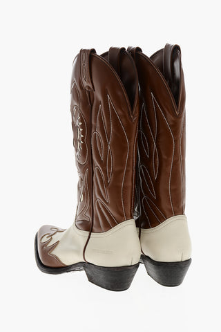 Two-Tone Brushed Leather Texan Boots COWBOY