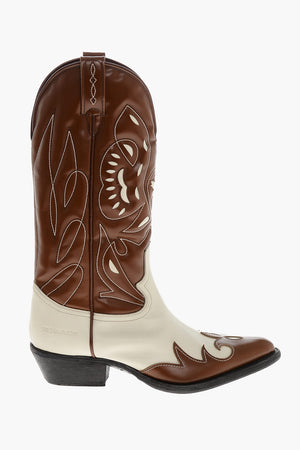 Two-Tone Brushed Leather Texan Boots COWBOY