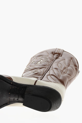 Two-Tone Brushed Leather Texan Boots COWBOY