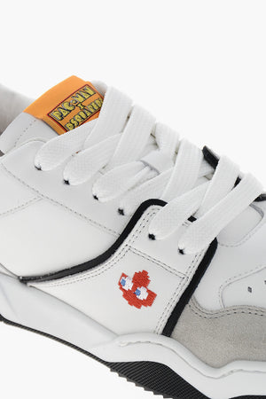 PAC-MAN X D2 Low Leather Sneakers with Suede Inserts