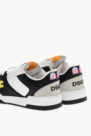 PAC-MAN X D2 Low Leather Sneakers with Suede Inserts
