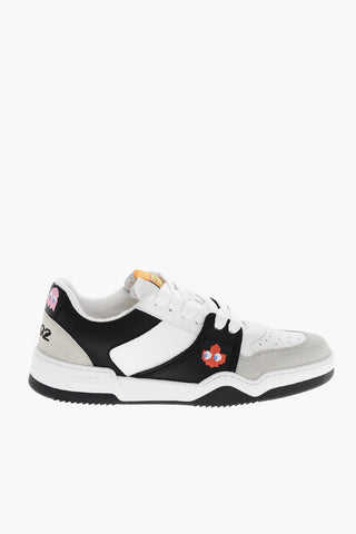 PAC-MAN X D2 Low Leather Sneakers with Suede Inserts