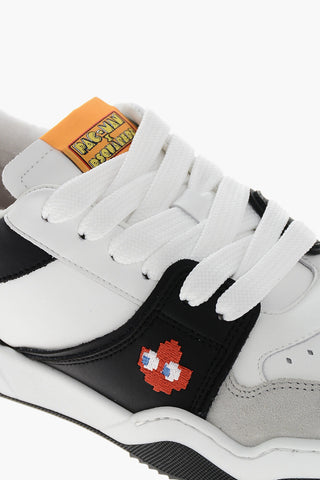 PAC-MAN X D2 Low Leather Sneakers with Suede Inserts