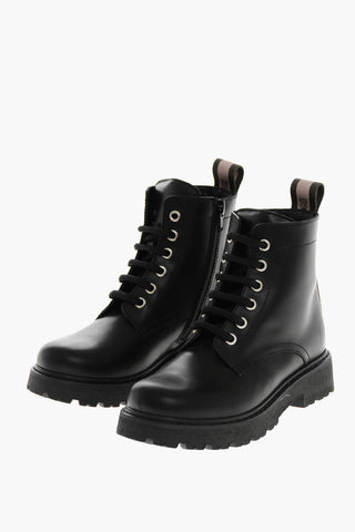 Leather Boots with Internal Zip and Tape Detail